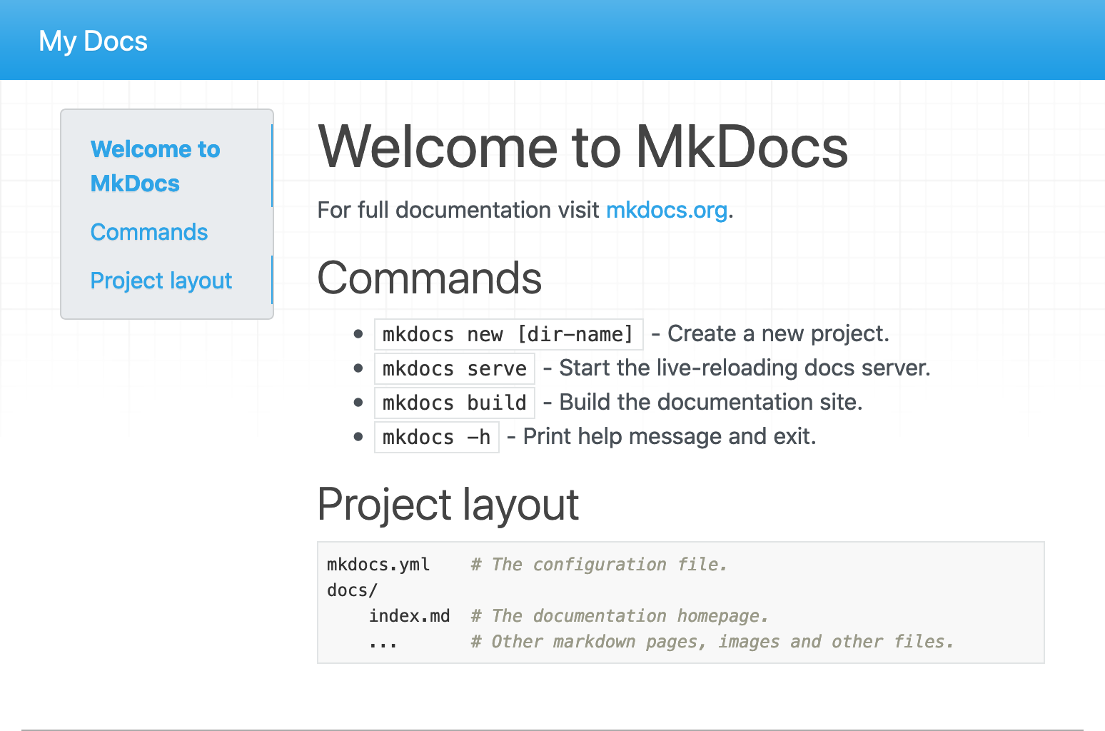 MkDocs Sample Site