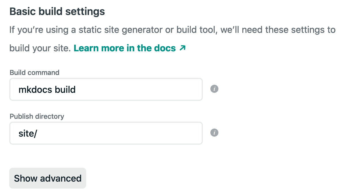 Netlify: Build settings